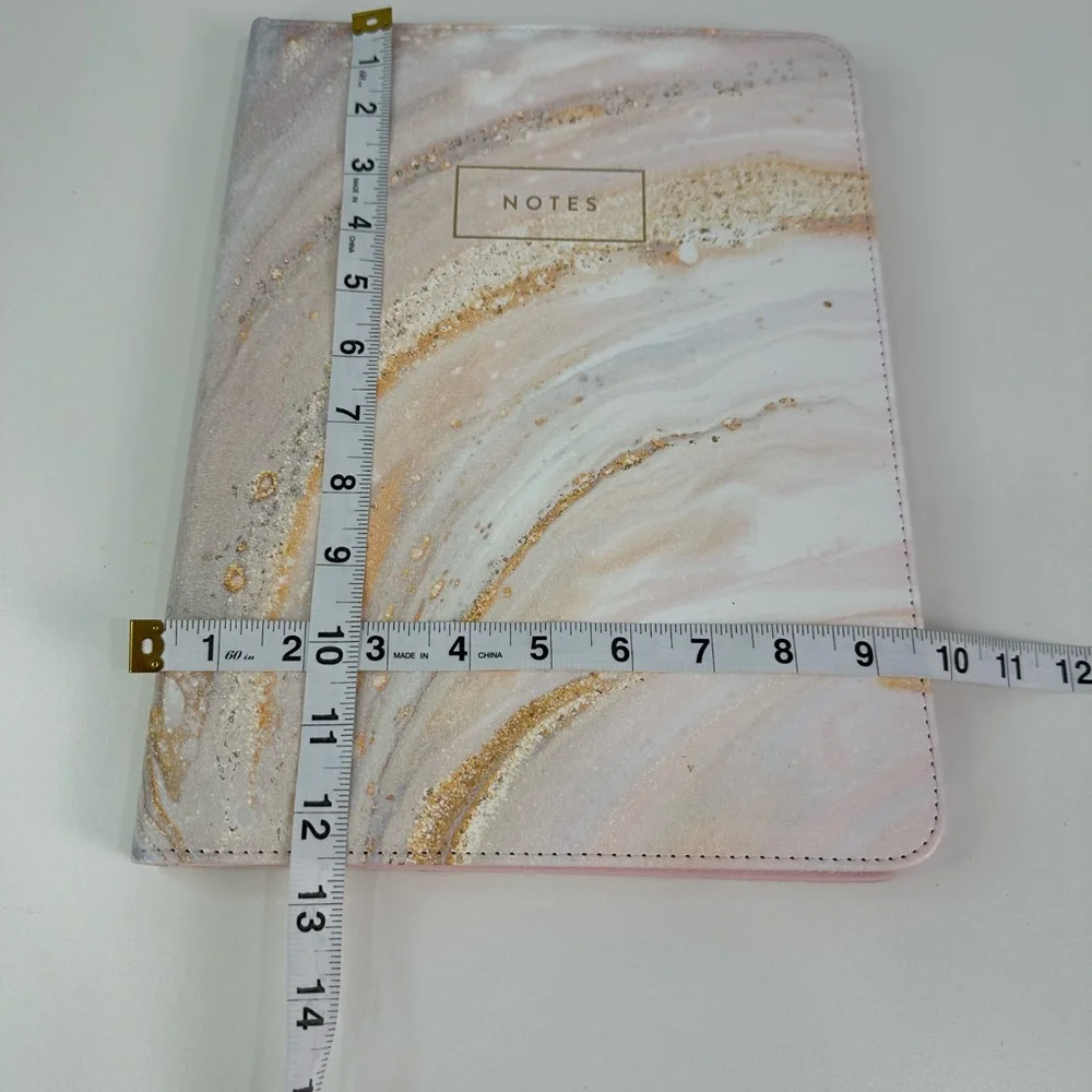 Eccolo Pink, Gold, Silver, Gray Marble Padfolio with Legal Pad, Pen Holder Loop